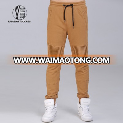 Tan slim fit joggers with back and side twin pockets for men