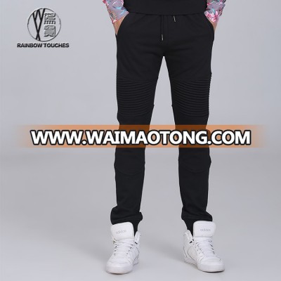 Fashion design black jogger pants men with zip pockets